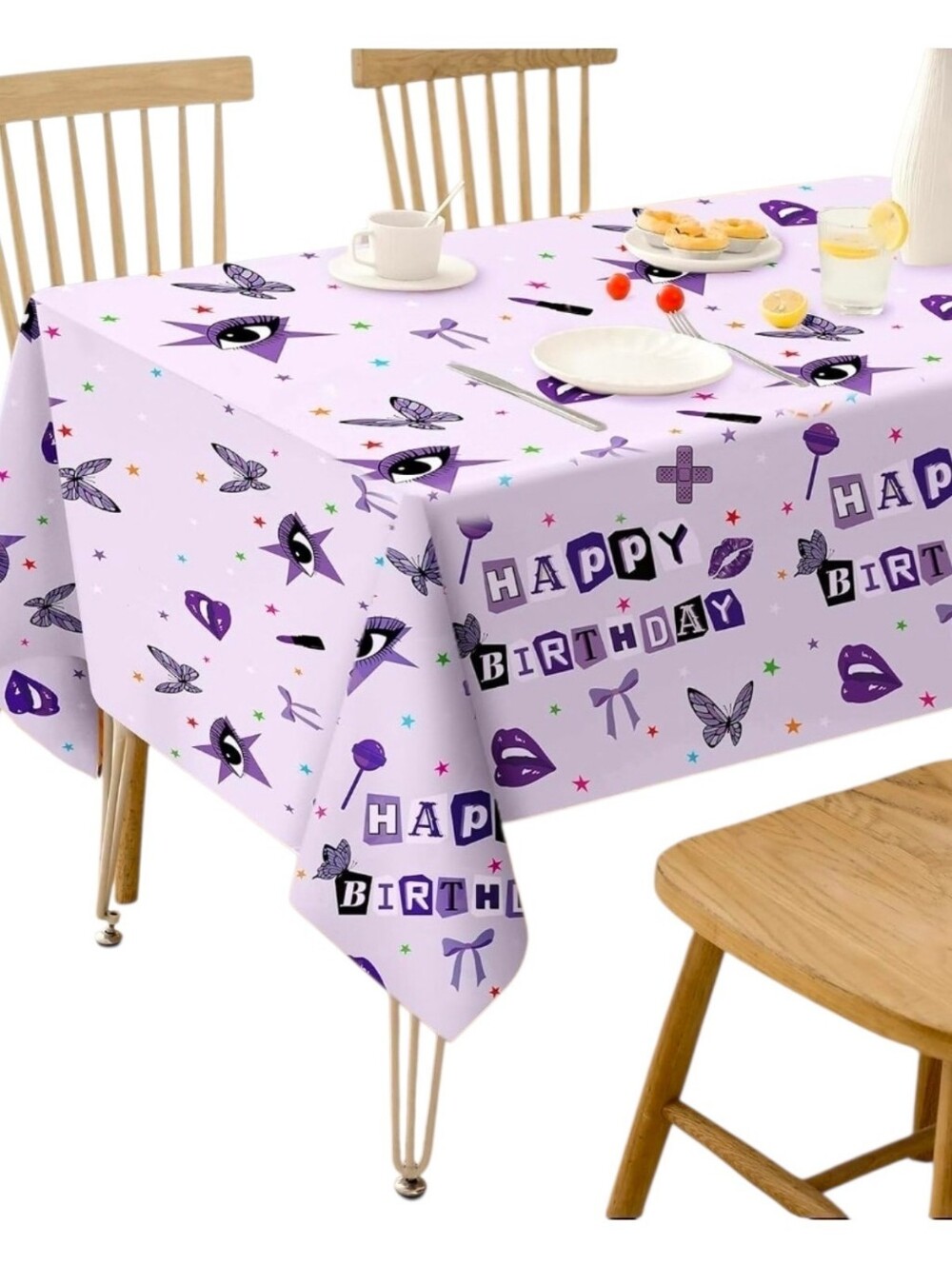 Olivia Rodrigo Purple Butterfly Birthday Table Cover, 54" x 108" NEW